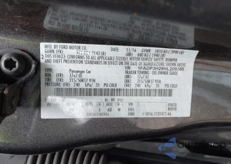 2017 Ford Focus Sel from USA, damaged, VIN 1FADP3H29HL209385